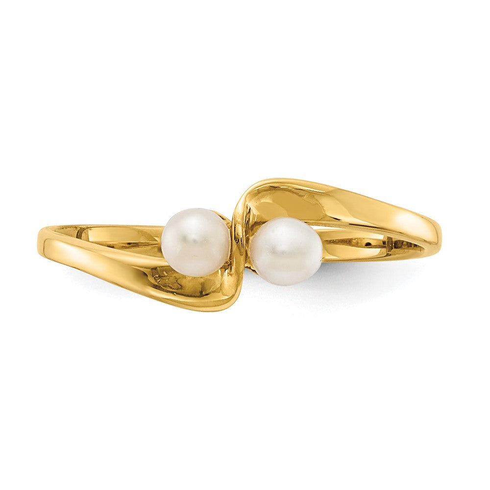 14K Gelbgold 3 mm Süßwasserzuchtperlen-Ring