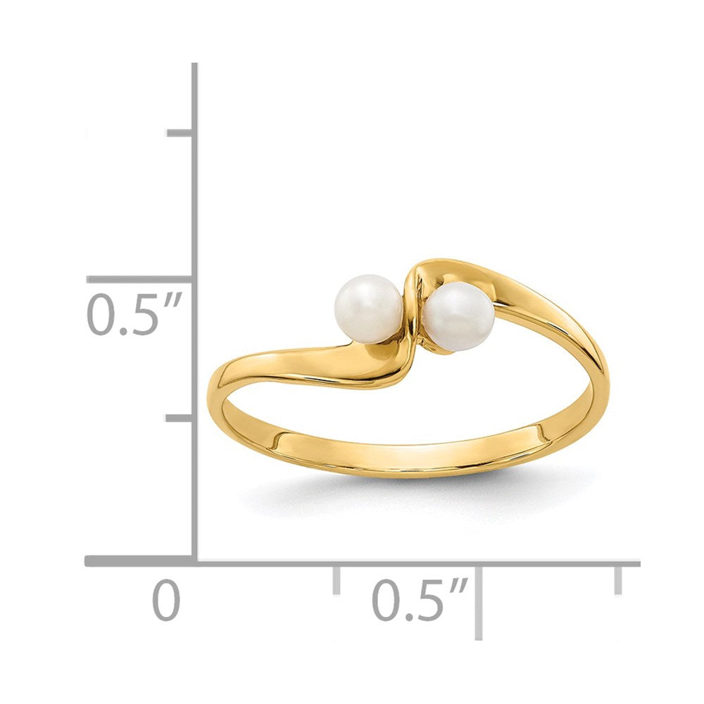 14K Gelbgold 3 mm Süßwasserzuchtperlen-Ring