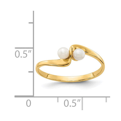 14K Gelbgold 3 mm Süßwasserzuchtperlen-Ring