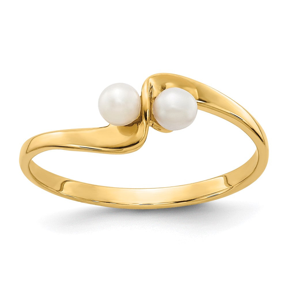 14K Gelbgold 3 mm Süßwasserzuchtperlen-Ring