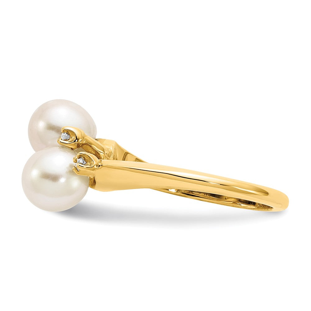 14K Gelbgold 6mm Fw Zuchtperle A Echt Diamant Ring