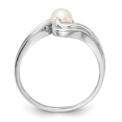 14K Weißgold Ring mit FW-Zuchtperle und echtem Diamant und FW-Zuchtperle