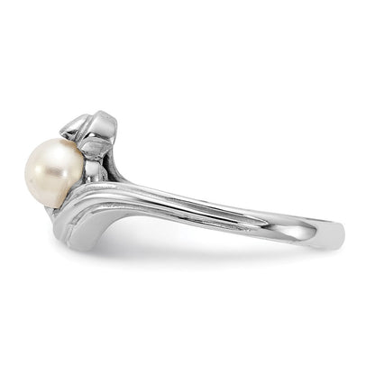 14K Weißgold Ring mit FW-Zuchtperle und echtem Diamant und FW-Zuchtperle