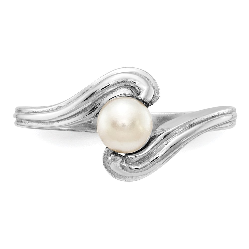 14K Weißgold Ring mit FW-Zuchtperle und echtem Diamant und FW-Zuchtperle