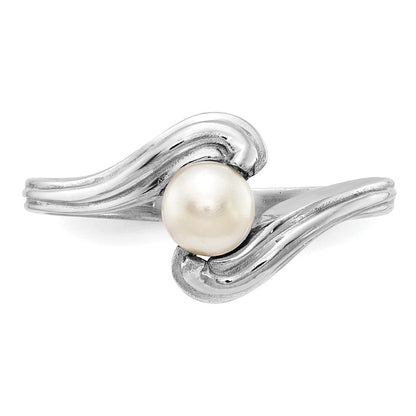 14K Weißgold Ring mit FW-Zuchtperle und echtem Diamant und FW-Zuchtperle