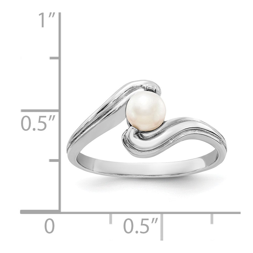 14K Weißgold Ring mit FW-Zuchtperle und echtem Diamant und FW-Zuchtperle