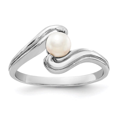 14K Weißgold Ring mit FW-Zuchtperle und echtem Diamant und FW-Zuchtperle