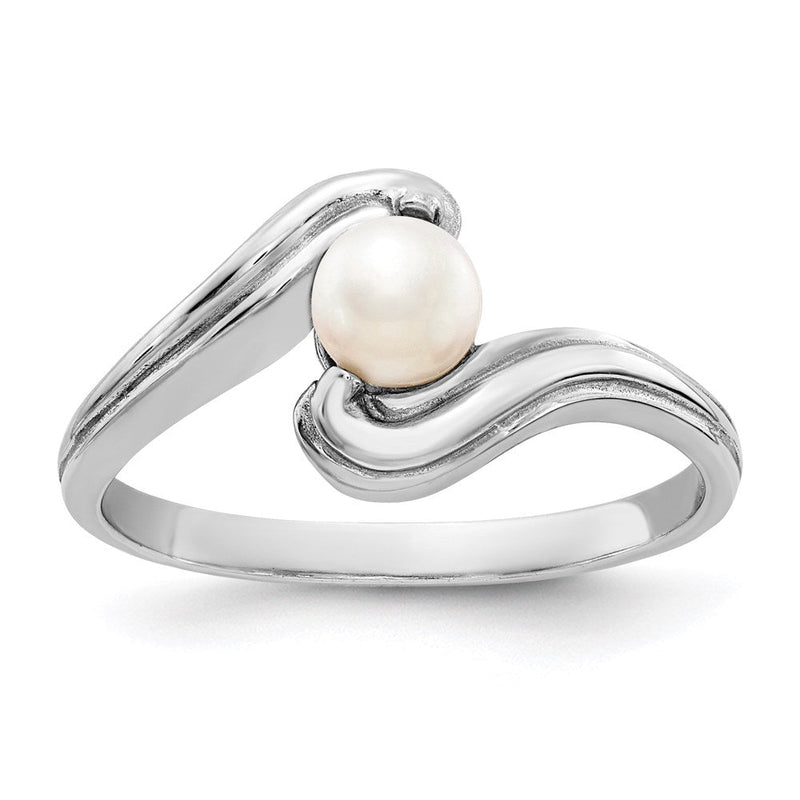 14K Weißgold Ring mit FW-Zuchtperle und echtem Diamant und FW-Zuchtperle