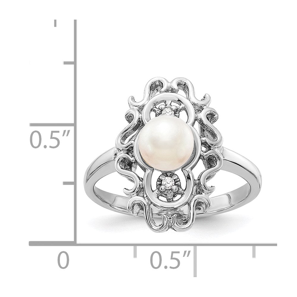 14K Weißgold Fw Zuchtperle & Diamant Ring