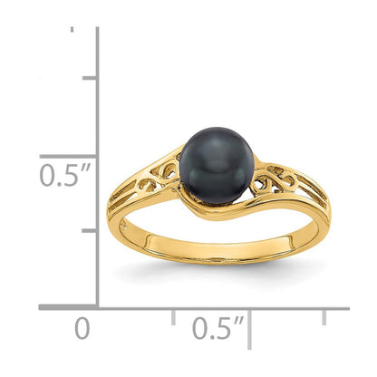 14K Gelbgold 6 mm Ring mit schwarzer FW-Zuchtperle