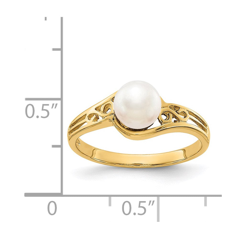 14K Gelbgold Ring mit gezüchteten Süßwasserperlen und echten Diamanten
