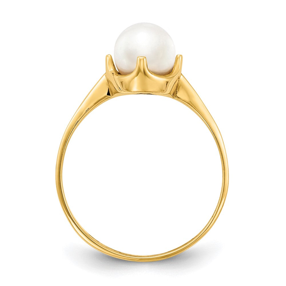 14K Gelbgold Ring mit 6,5 mm Süßwasser-Zuchtperle