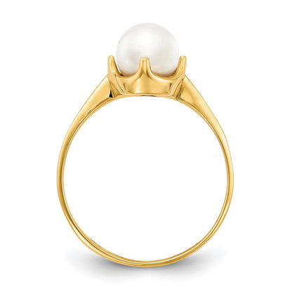 14K Gelbgold Ring mit 6,5 mm Süßwasser-Zuchtperle