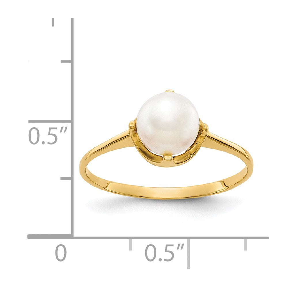 14K Gelbgold Ring mit 6,5 mm Süßwasser-Zuchtperle