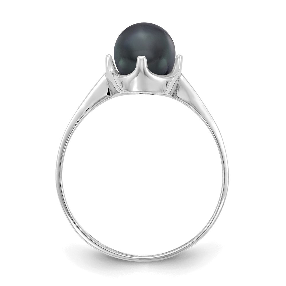 14K Weißgold Ring mit schwarzer Zuchtperle