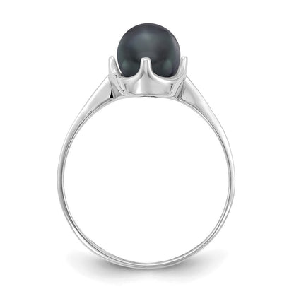 14K Weißgold Ring mit schwarzer Zuchtperle