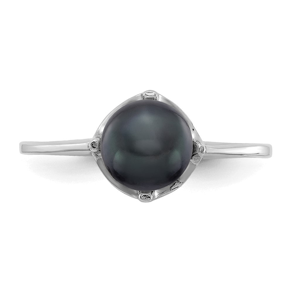 14K Weißgold Ring mit schwarzer Zuchtperle