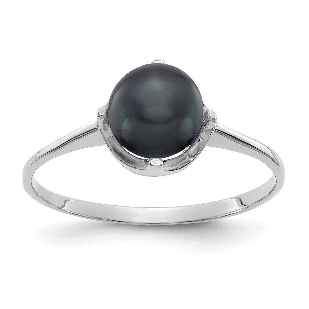 14K Weißgold Ring mit schwarzer Zuchtperle