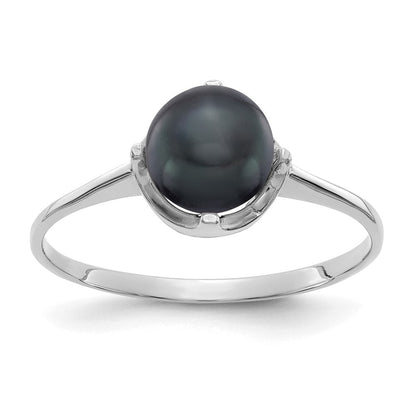 14K Weißgold Ring mit schwarzer Zuchtperle