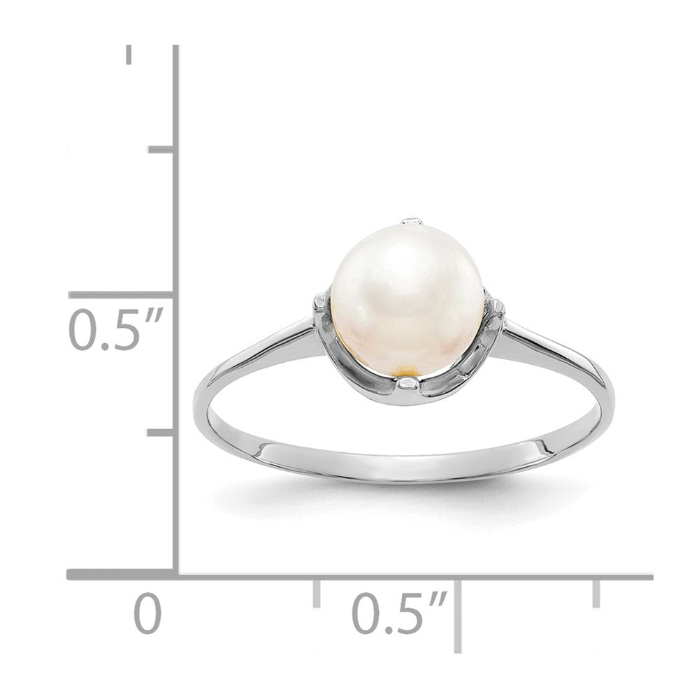 14K Weißgold Ring mit 6,5 mm Süßwasserzuchtperle