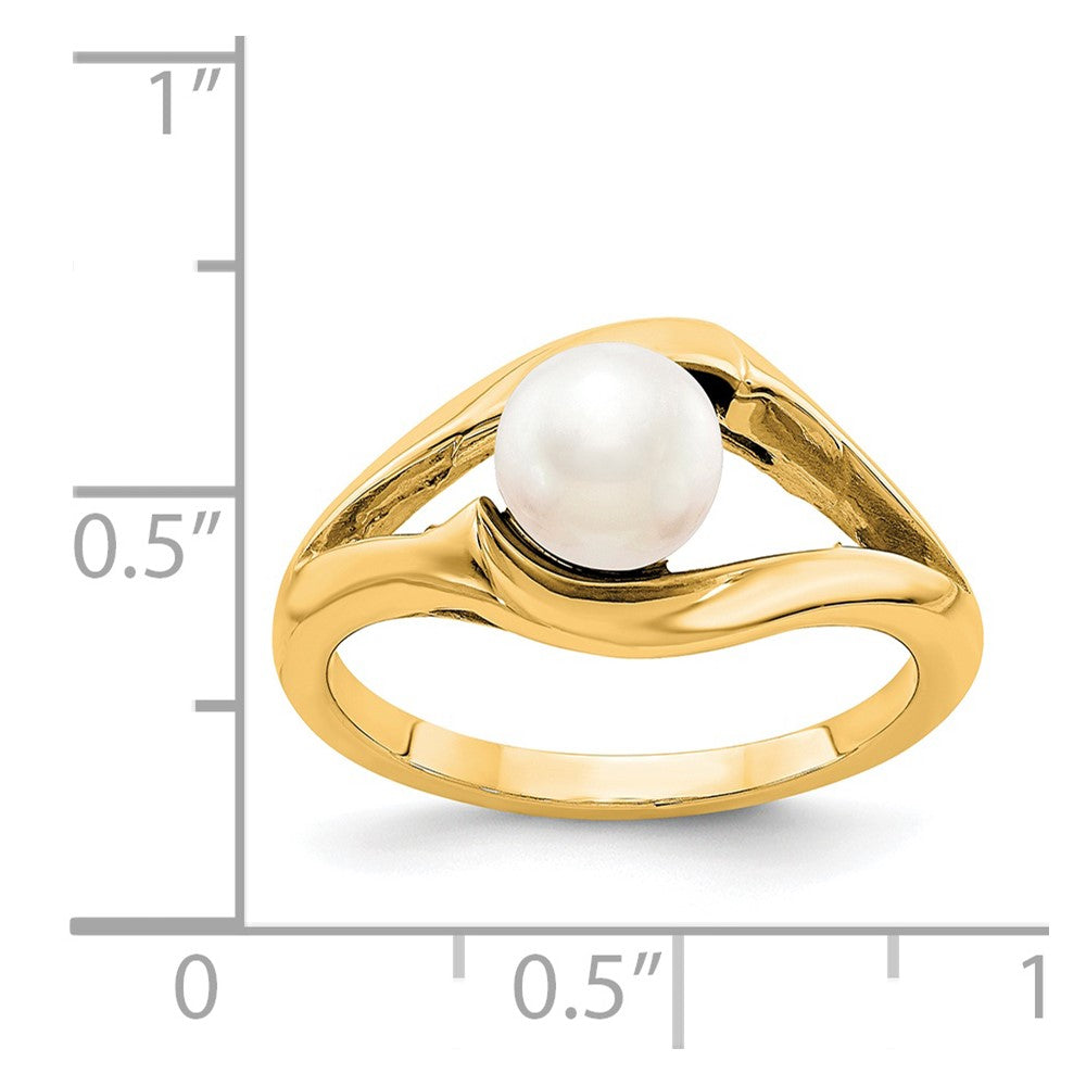 14K Gelbgold FW-Zuchtperlen-Ring mit echten Diamanten