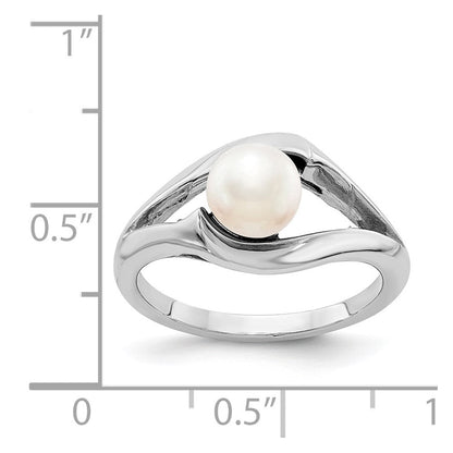 14K Weißgold Ring mit 6 mm gezüchteter Süßwasserperle