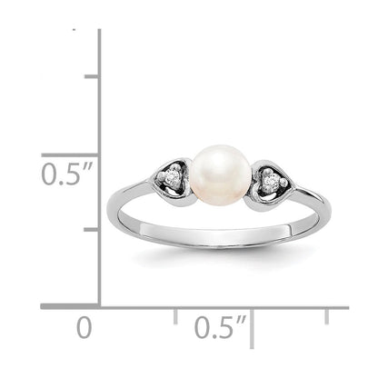 14K Weißgold 4.5mm Fw Zuchtperle A Diamant Ring