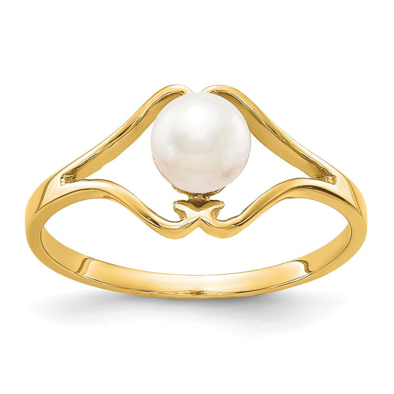 14K Gelbgold Ring mit kultivierter Süßwasserperle