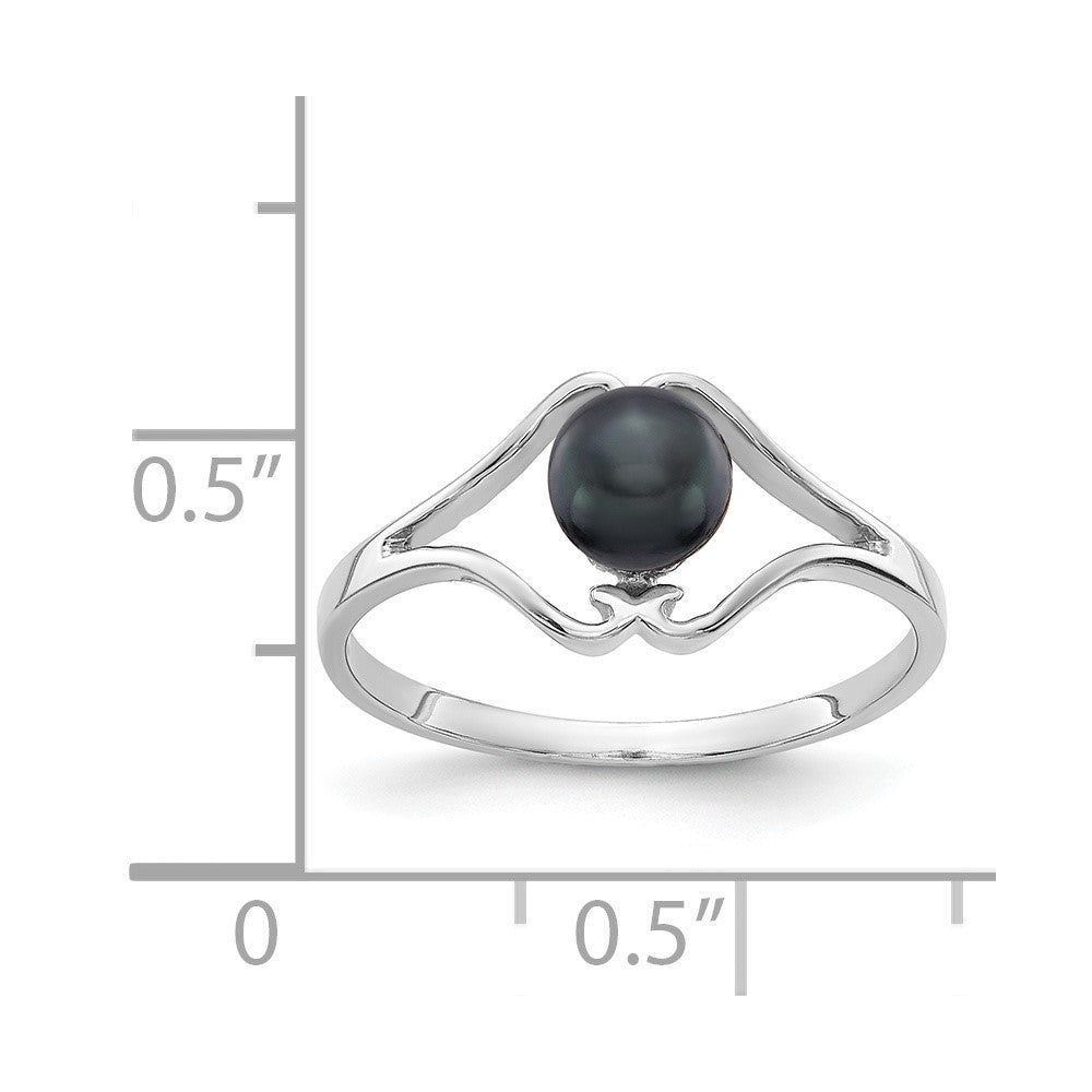 14K Weißgold 5 mm Ring mit schwarzer FW-Zuchtperle