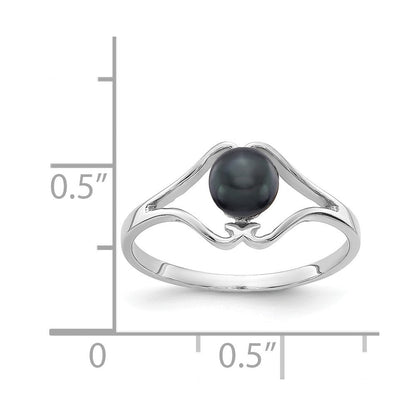 14K Weißgold 5 mm Ring mit schwarzer FW-Zuchtperle
