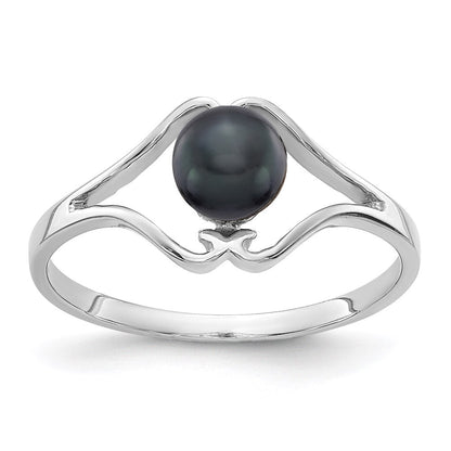 14K Weißgold 5 mm Ring mit schwarzer FW-Zuchtperle