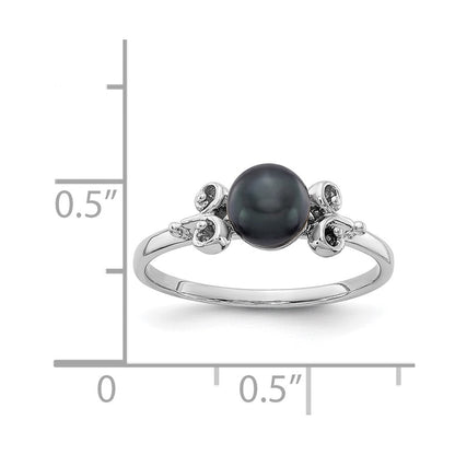 14K Weißgold Ring mit 5,5 mm schwarzer FW-Zuchtperle