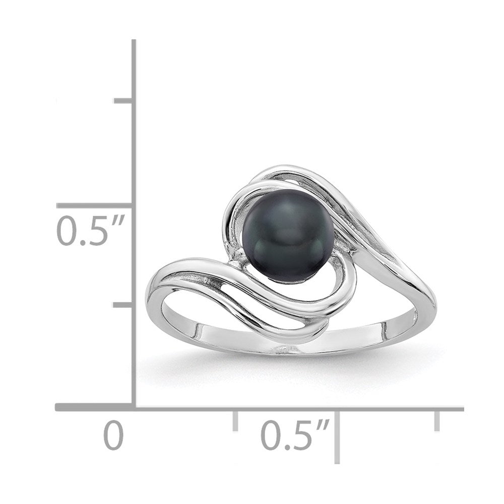 14K Weißgold Ring mit 5,5-mm-schwarzer FW-Zuchtperle