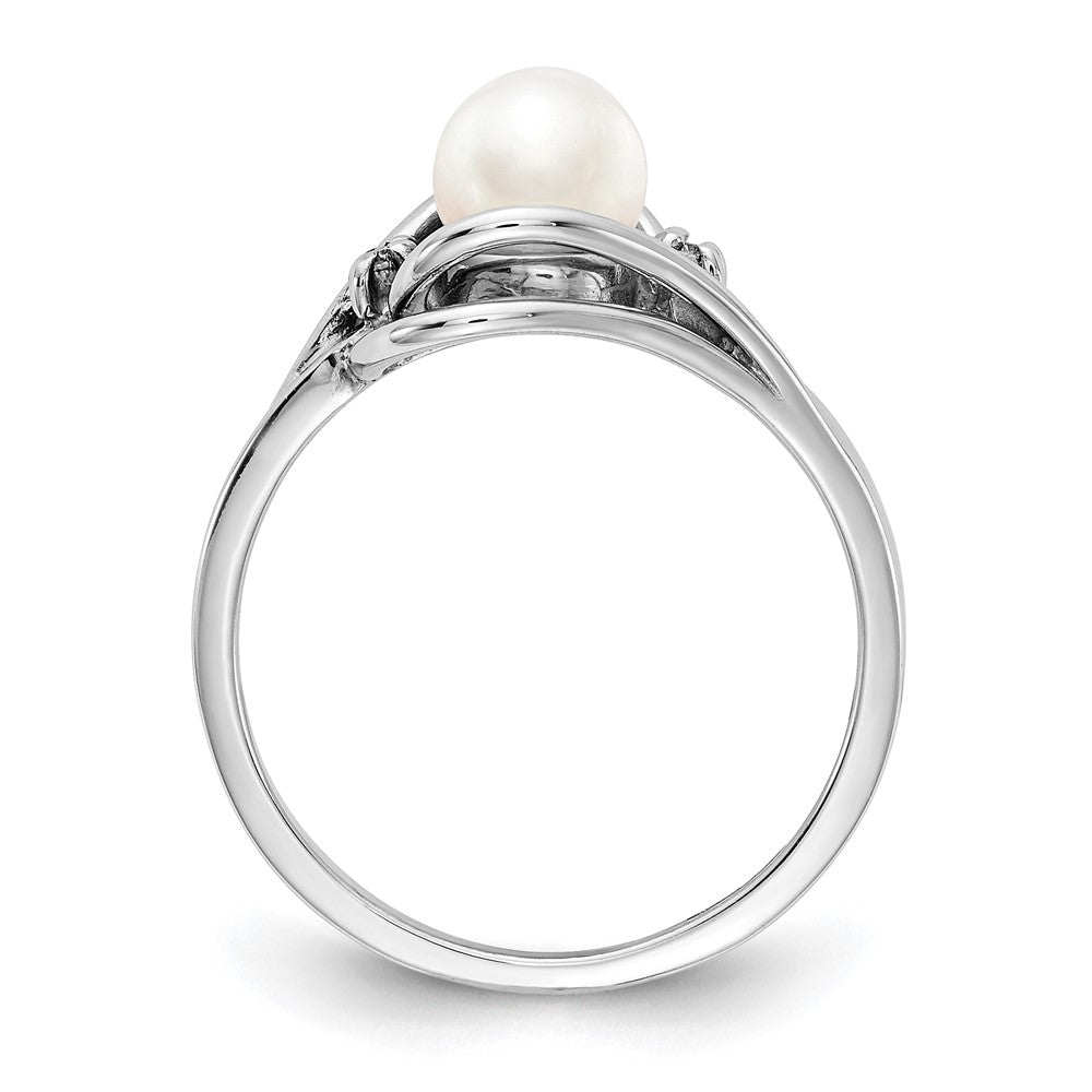 14K Weißgold 5.5mm Fw Zuchtperle A Diamant Ring
