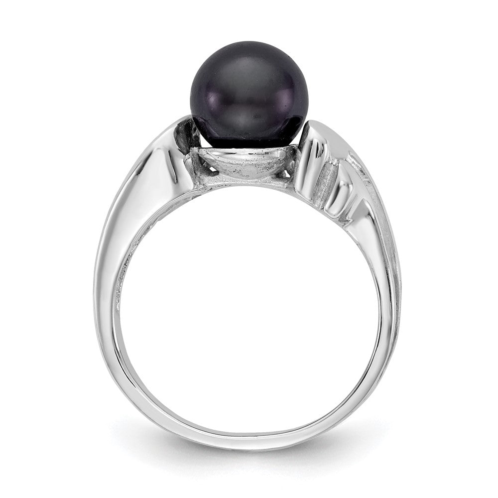 14K Weißgold Ring, 7 mm, mit schwarzer FW-Zuchtperle