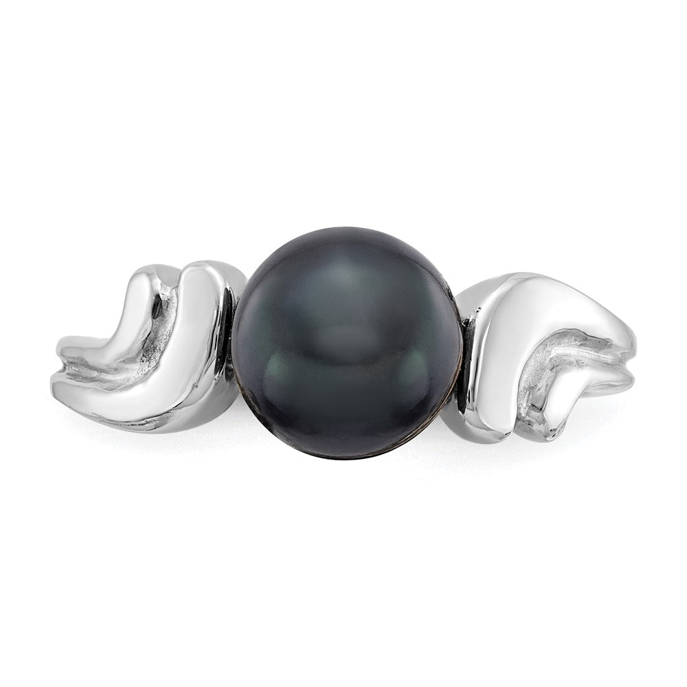 14K Weißgold Ring, 7 mm, mit schwarzer FW-Zuchtperle