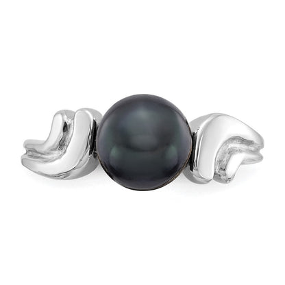 14K Weißgold Ring, 7 mm, mit schwarzer FW-Zuchtperle