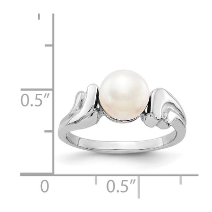 14K Weißgold 7-mm-Ring mit gezüchteten Süßwasserperlen