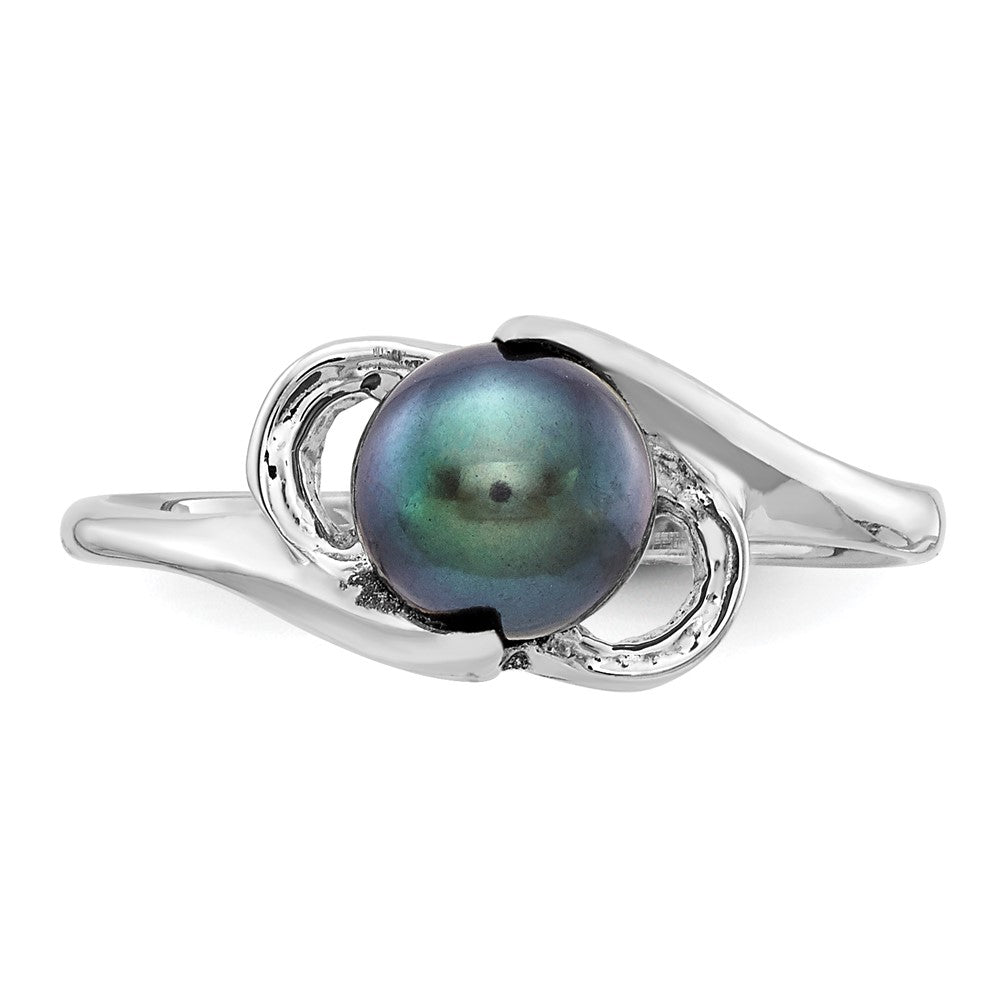 14K Weißgold Ring, 5,5 mm, mit schwarzer FW-Zuchtperle