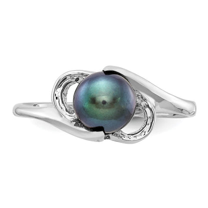 14K Weißgold Ring, 5,5 mm, mit schwarzer FW-Zuchtperle