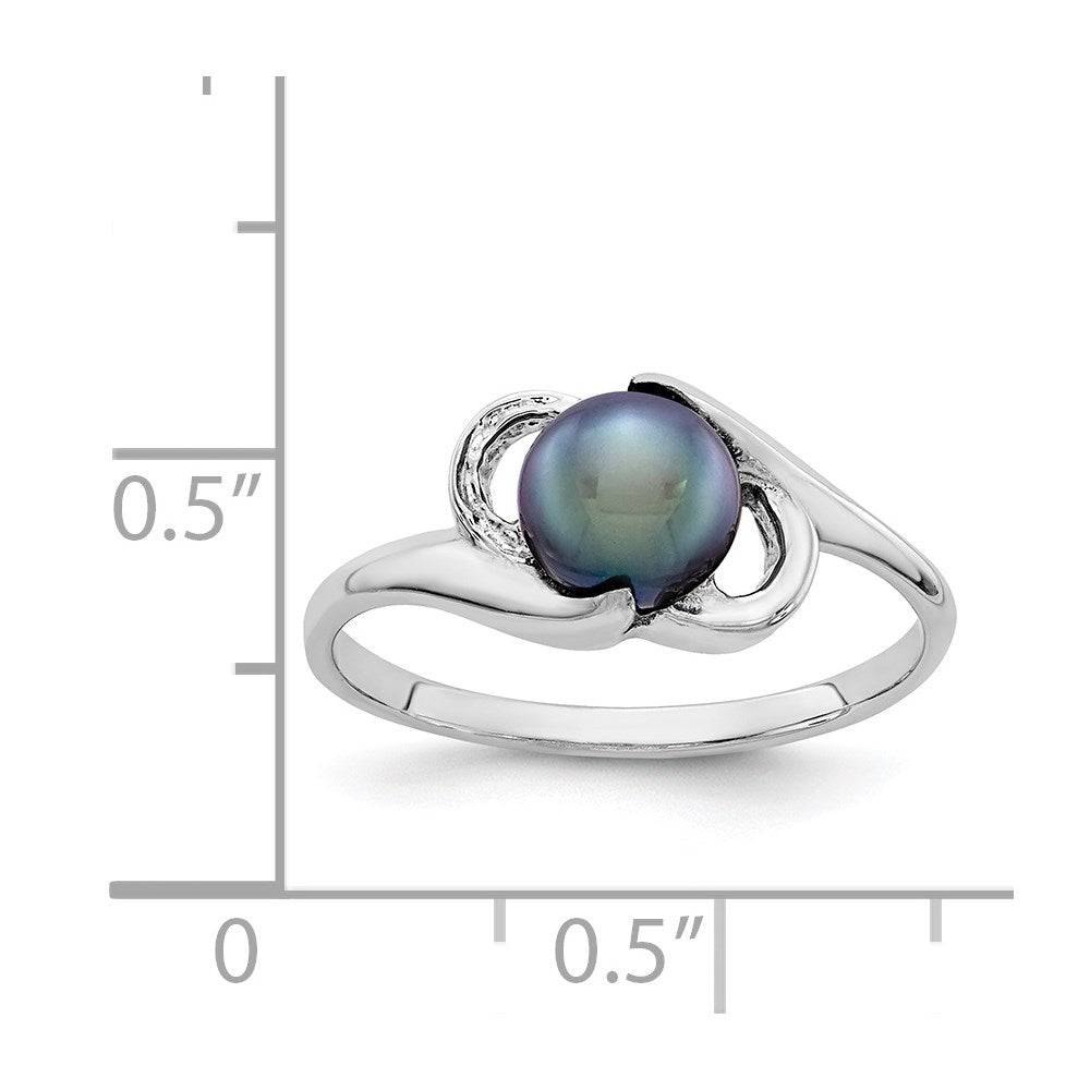 14K Weißgold Ring, 5,5 mm, mit schwarzer FW-Zuchtperle
