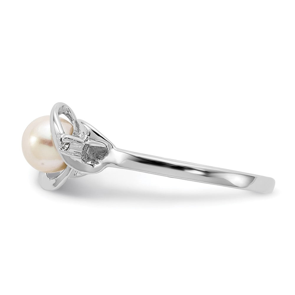 14K Weißgold 5.5mm Fw Zuchtperle Vs Diamant Ring