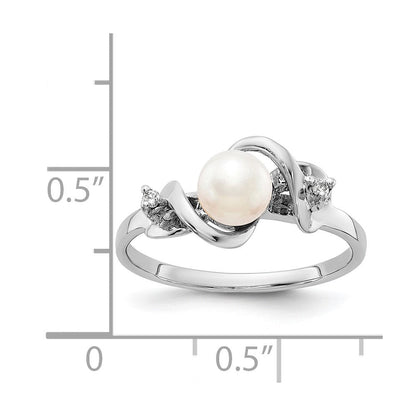 14K Weißgold 5.5mm Fw Zuchtperle Vs Diamant Ring
