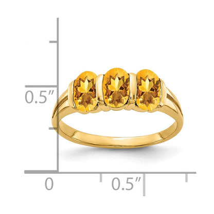 14K Gelbgold Ring mit ovalem Citrin 6x4mm