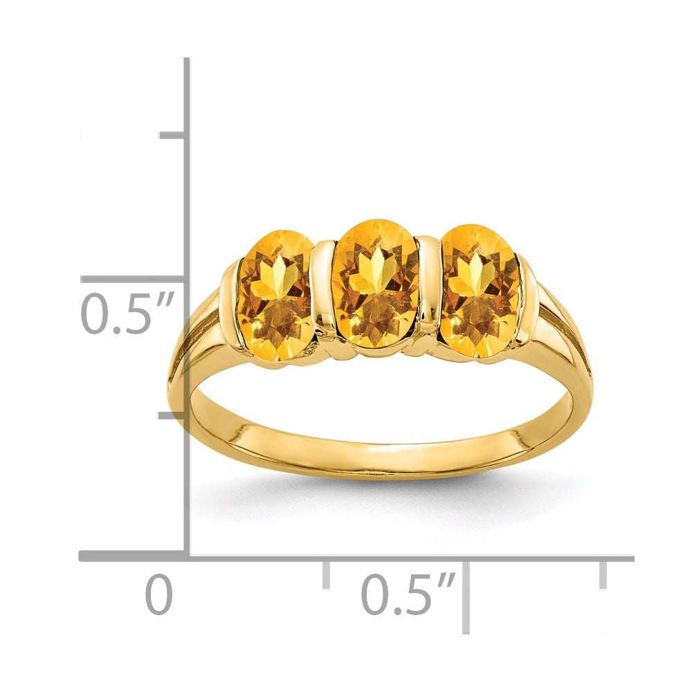 14K Gelbgold Ring mit ovalem Citrin im Checkerboard-Schliff, 6x4mm