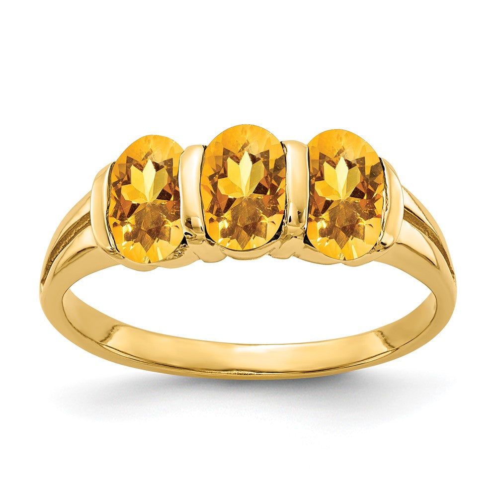 14K Gelbgold Ring mit ovalem Citrin 6x4mm