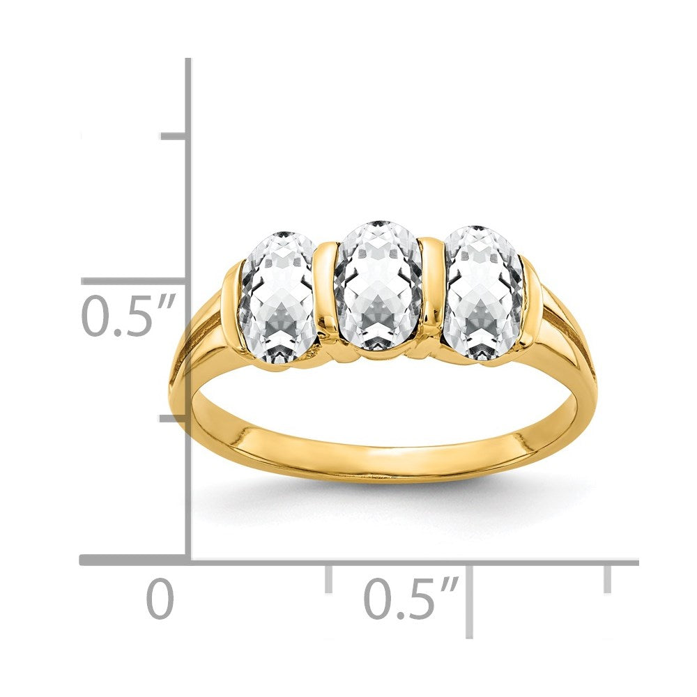 14K Gelbgold Ring mit ovalem Zirkonia, 6x4mm
