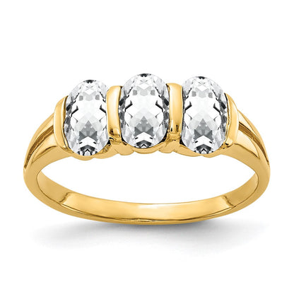 14K Gelbgold Ring mit ovalem Zirkonia, 6x4mm