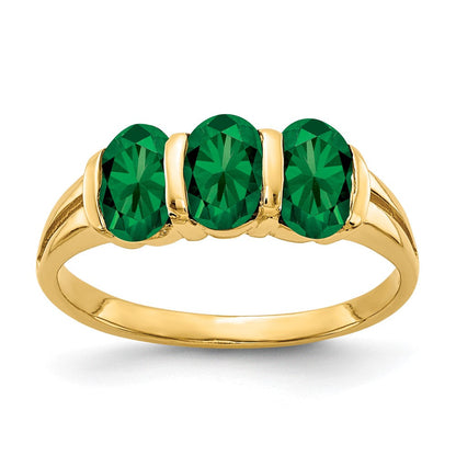 14K Gelbgold Ring mit 6x4 mm ovaler Fassung für St.-Helens-Stein
