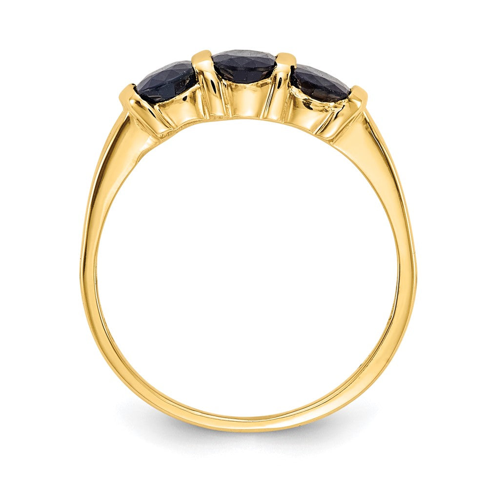 14K Gelbgold Ring mit ovalem Saphir, 6x4 mm